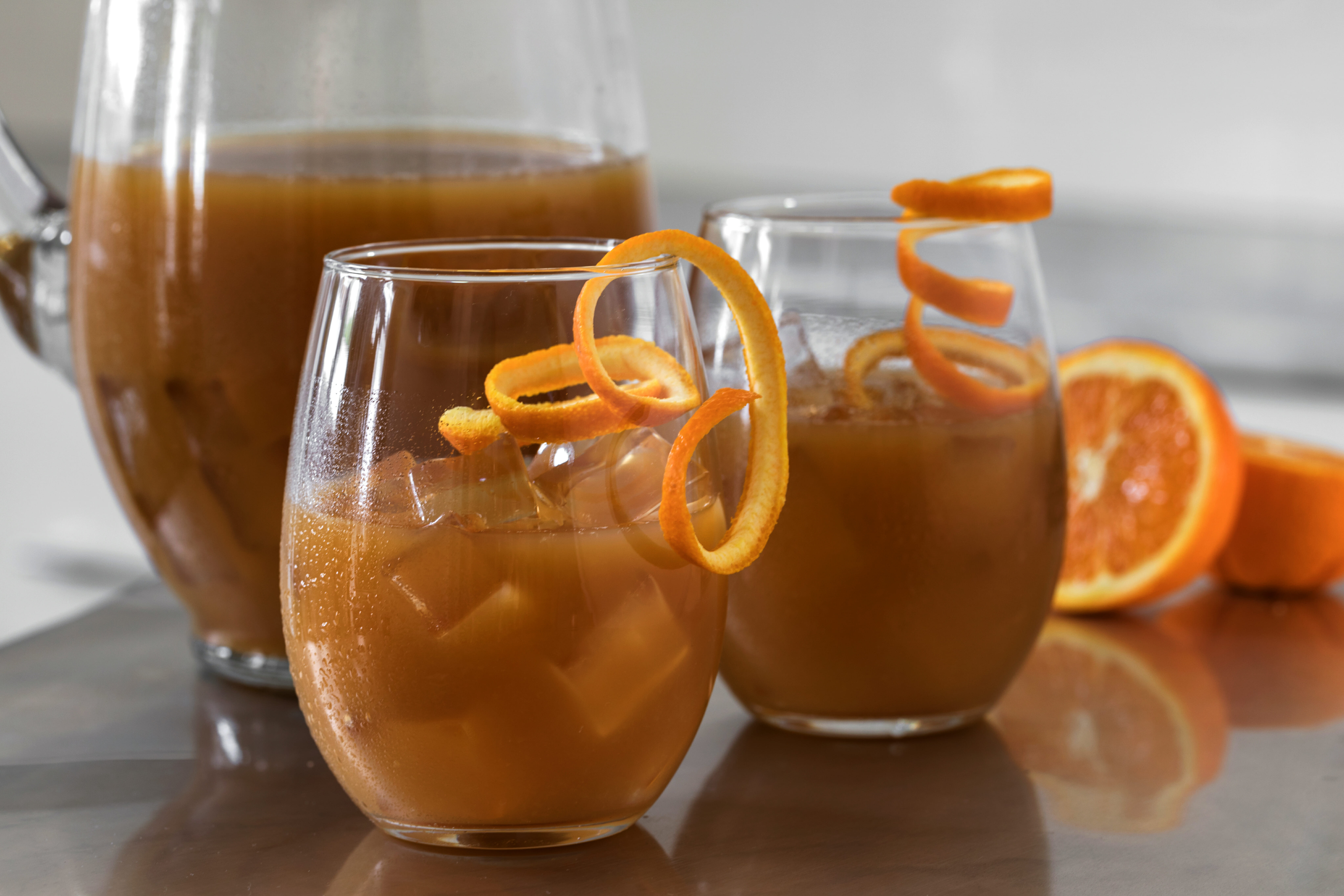 Glasses of Iced Ginger Tea punch