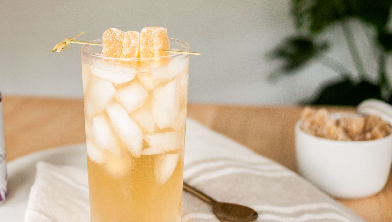 Glass of Green Tea Honey Fizz with ice