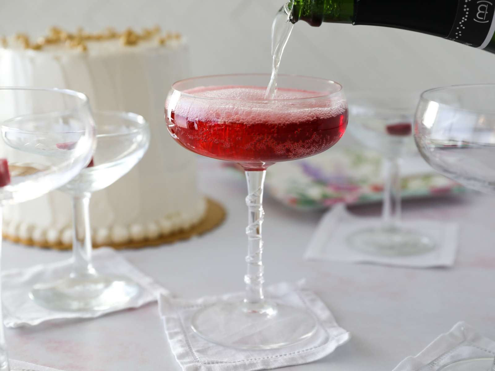 Hibiscus Tea and Elderberry Champagne Cocktail