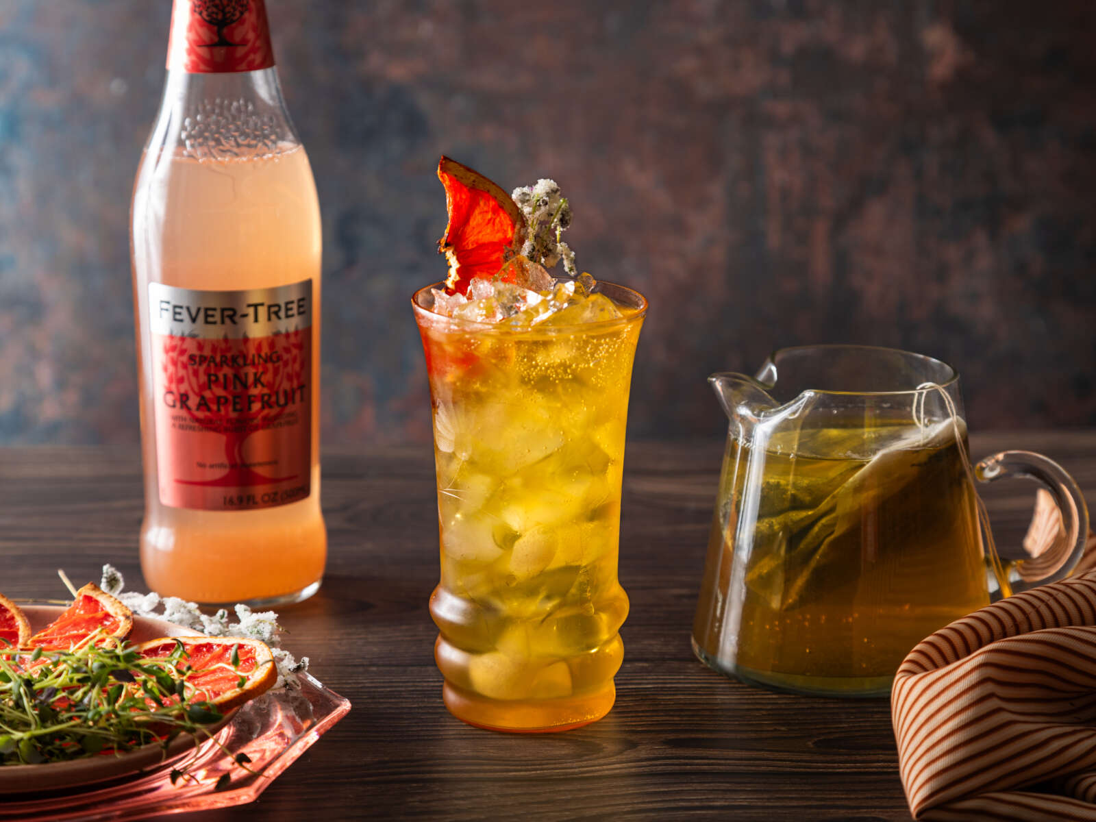 Spritzy Green Tea, Elderflower and Grapefruit Mocktail