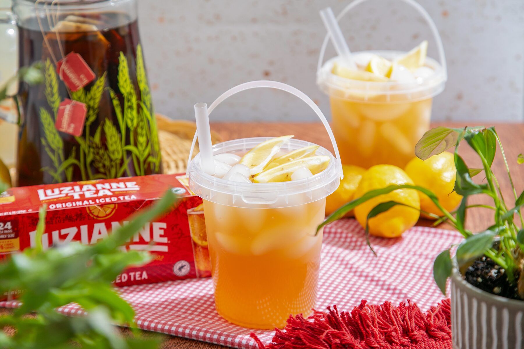 2 bucket cups of Half & Half iced tea and lemonade