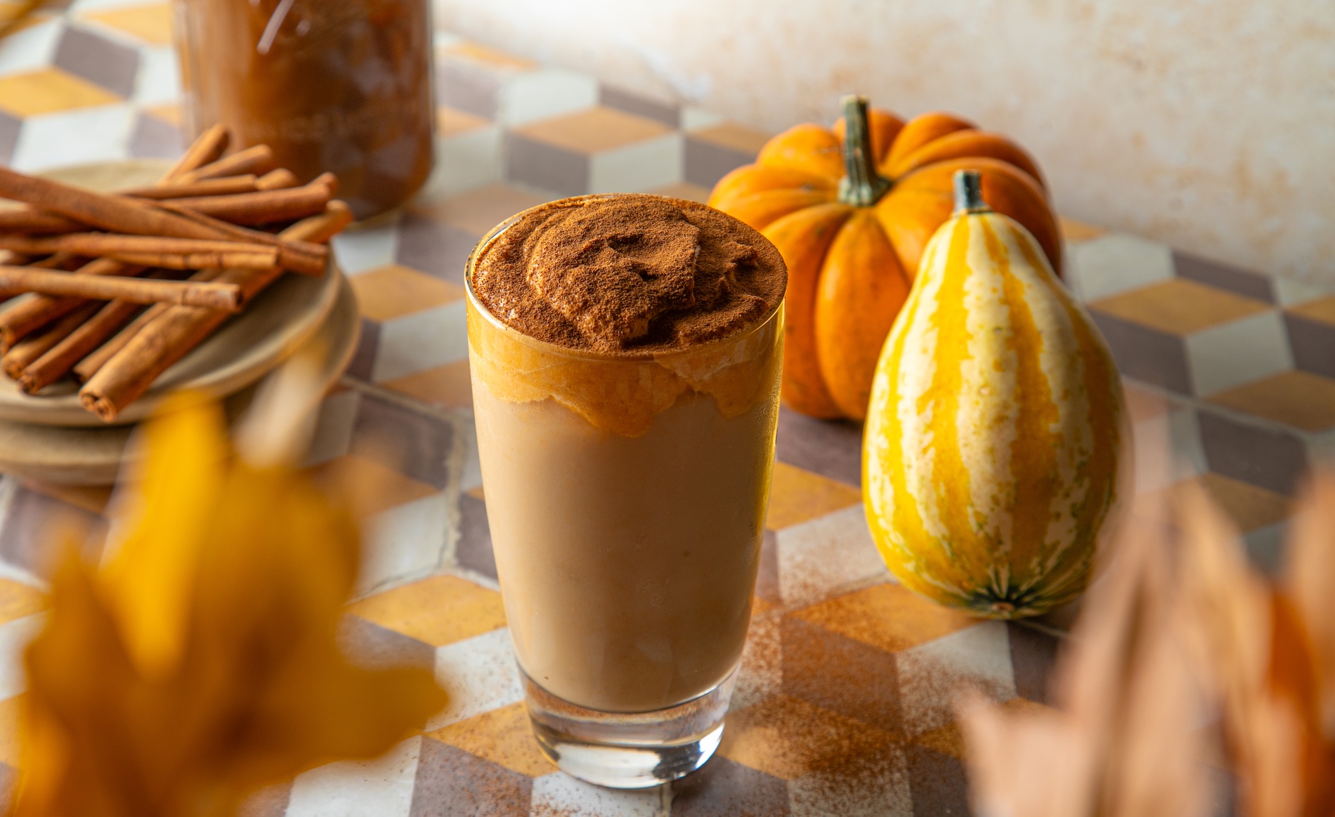 luzianne chai latte with pumpkin spice cold foam