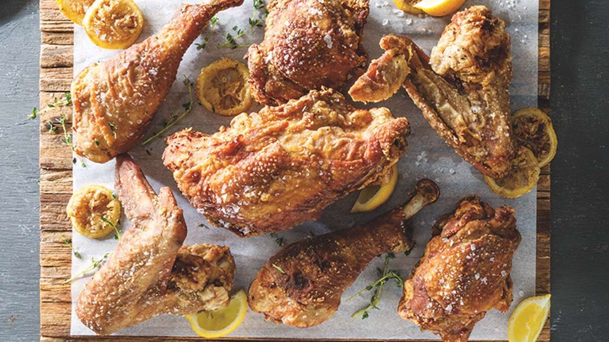 sweet tea brined fried turkey on serving board