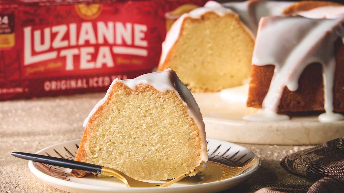 sweet tea pound cake made in a bundt pan