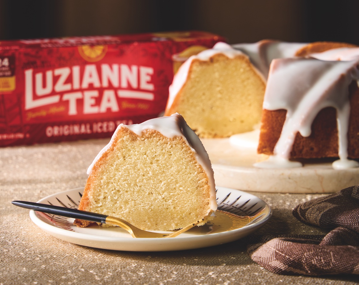 sweet tea pound cake made in a bundt pan